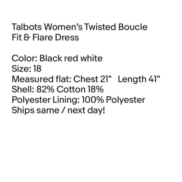 Talbots Womens Dress Sz 18 Twisted Boucle Tweed Knit Midi Fit & Flare - Picture 11 of 11